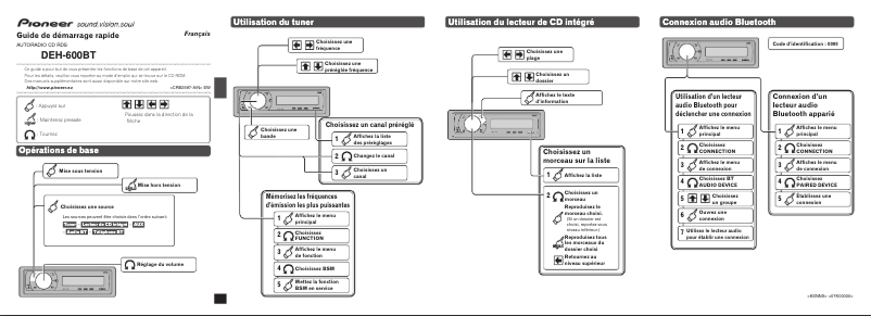Imagen de la primera página del manual del dispositivo DEH-600BT