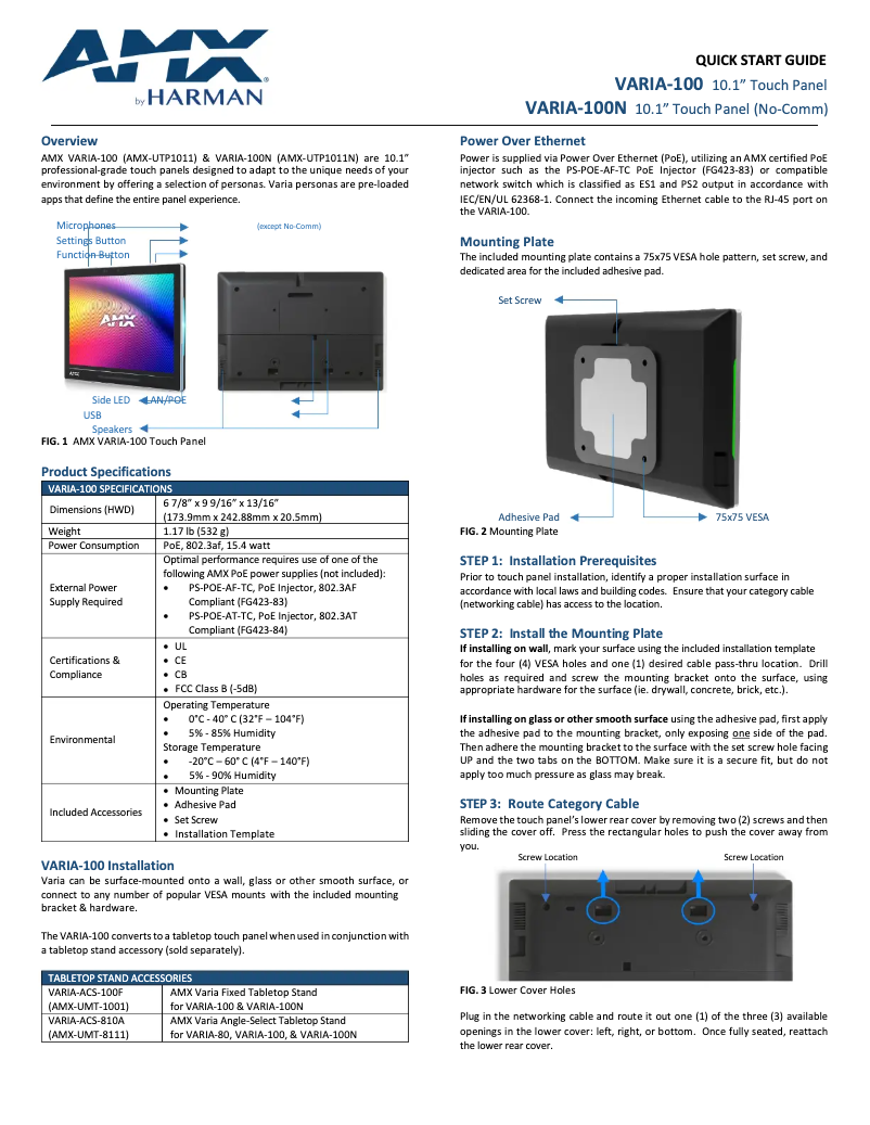 Página 1 del manual Manual de usuario AMX VARIA-100N