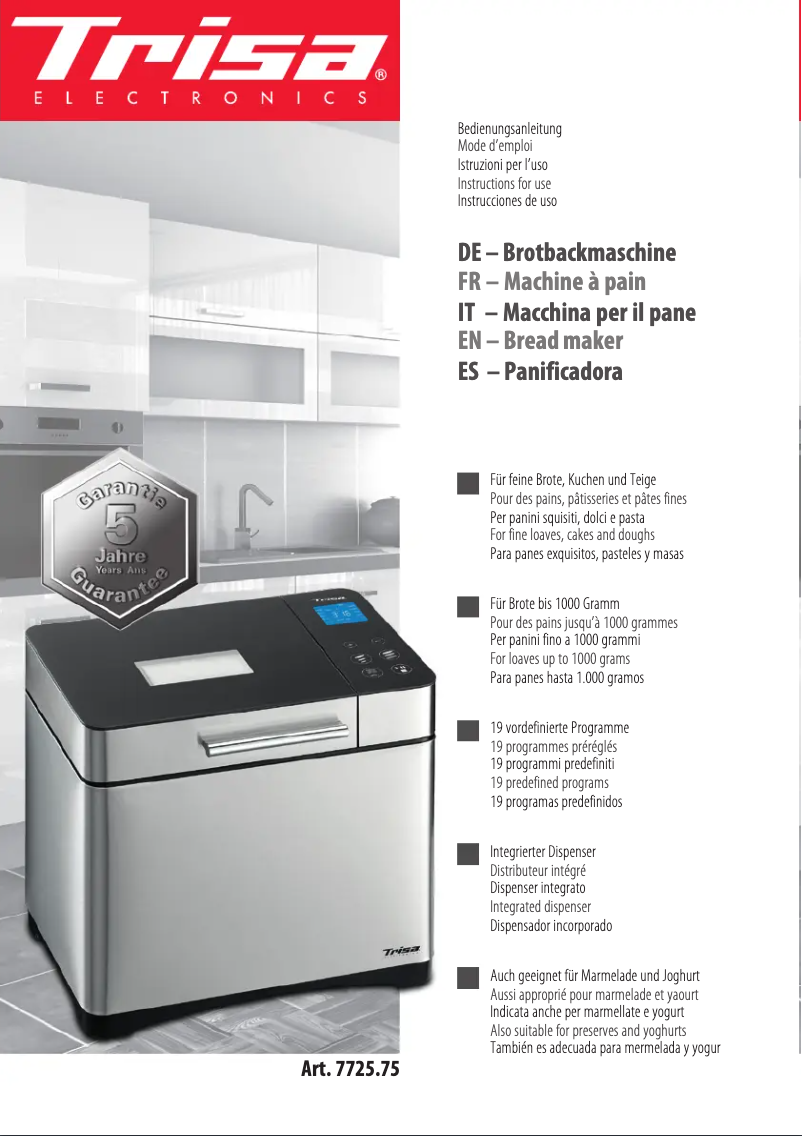 Página 1 del manual Manual de usuario Trisa Gourmet 7725