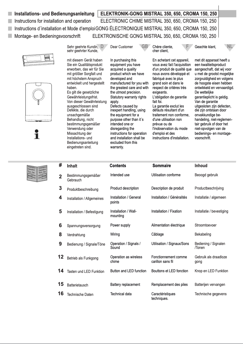Imagen de la primera página del manual del dispositivo Croma 150