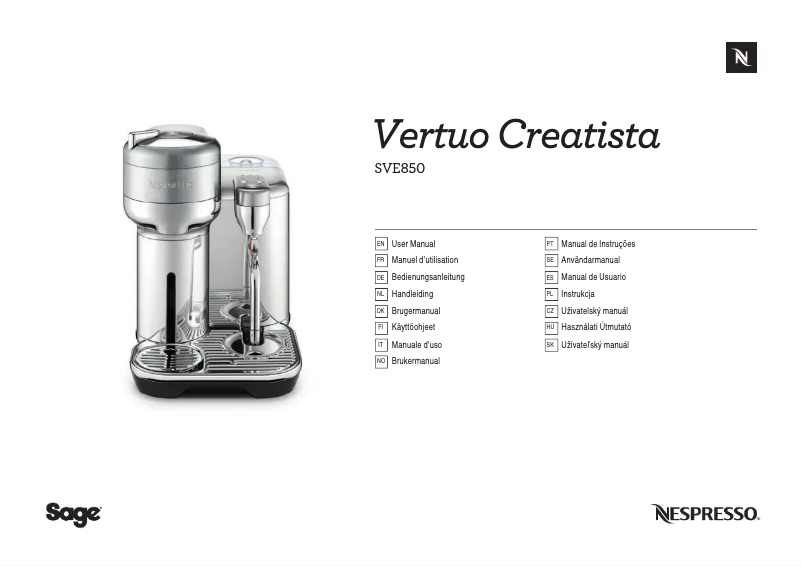 Página 1 del manual Manual de usuario Sage the Vertuo Creatista SVE850