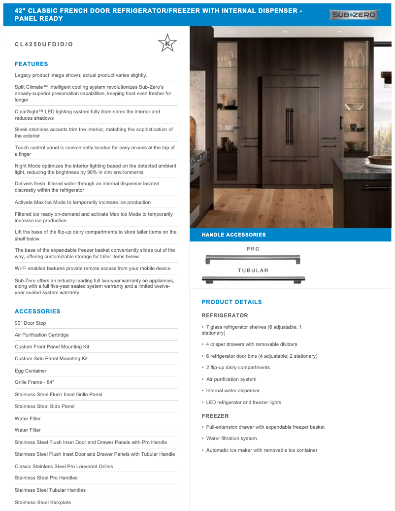 Página 1 del manual Manual de usuario Sub-Zero CL4250UFDIO