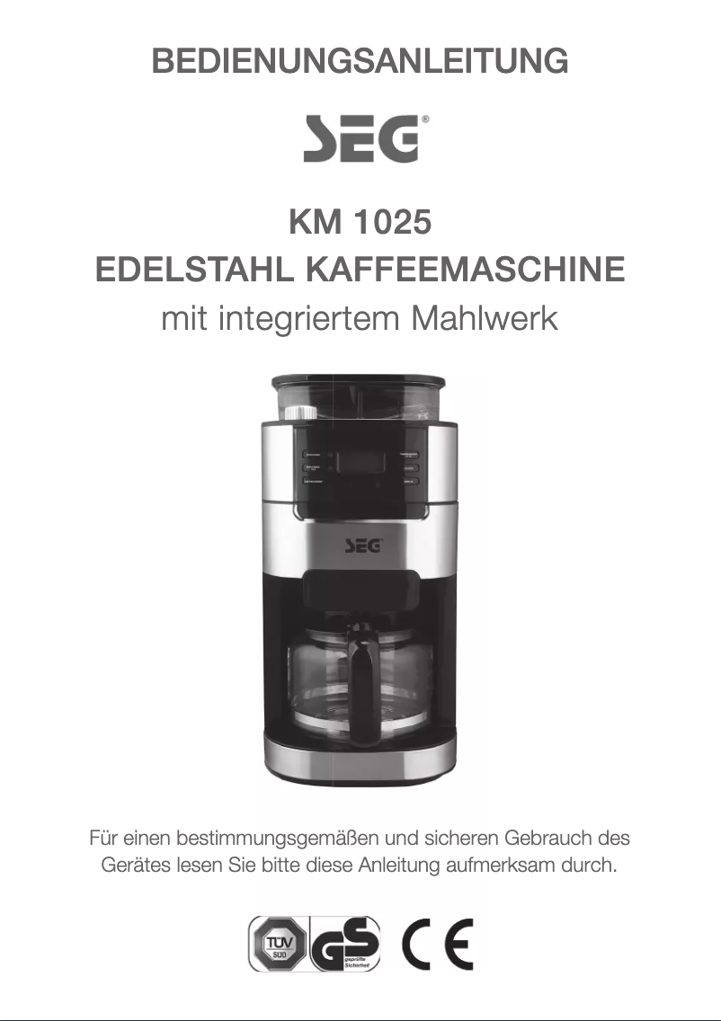 Página 1 del manual Manual de usuario SEG KM 1025