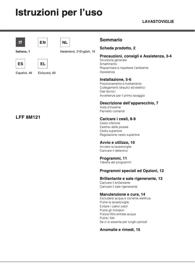 Página 1 del manual Manual de usuario Hotpoint LFF 8M121 C EU