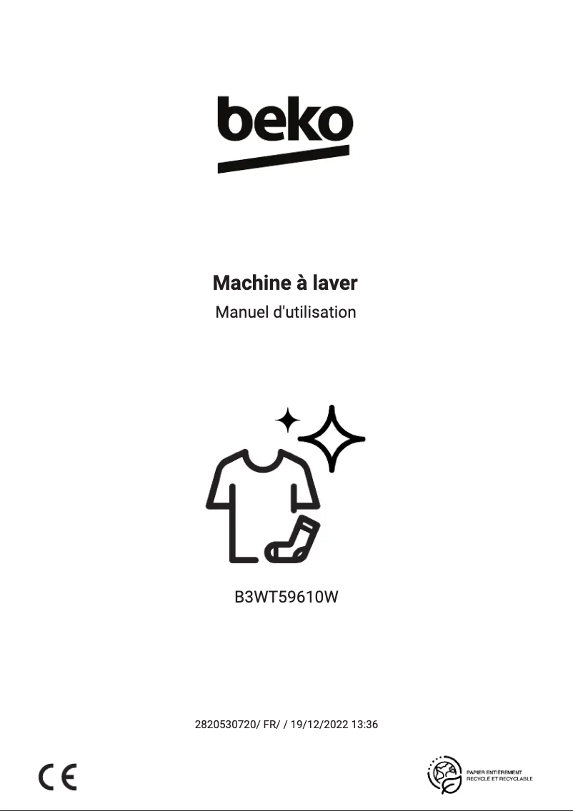 Imagen de la primera página del manual del dispositivo B3WT59610W