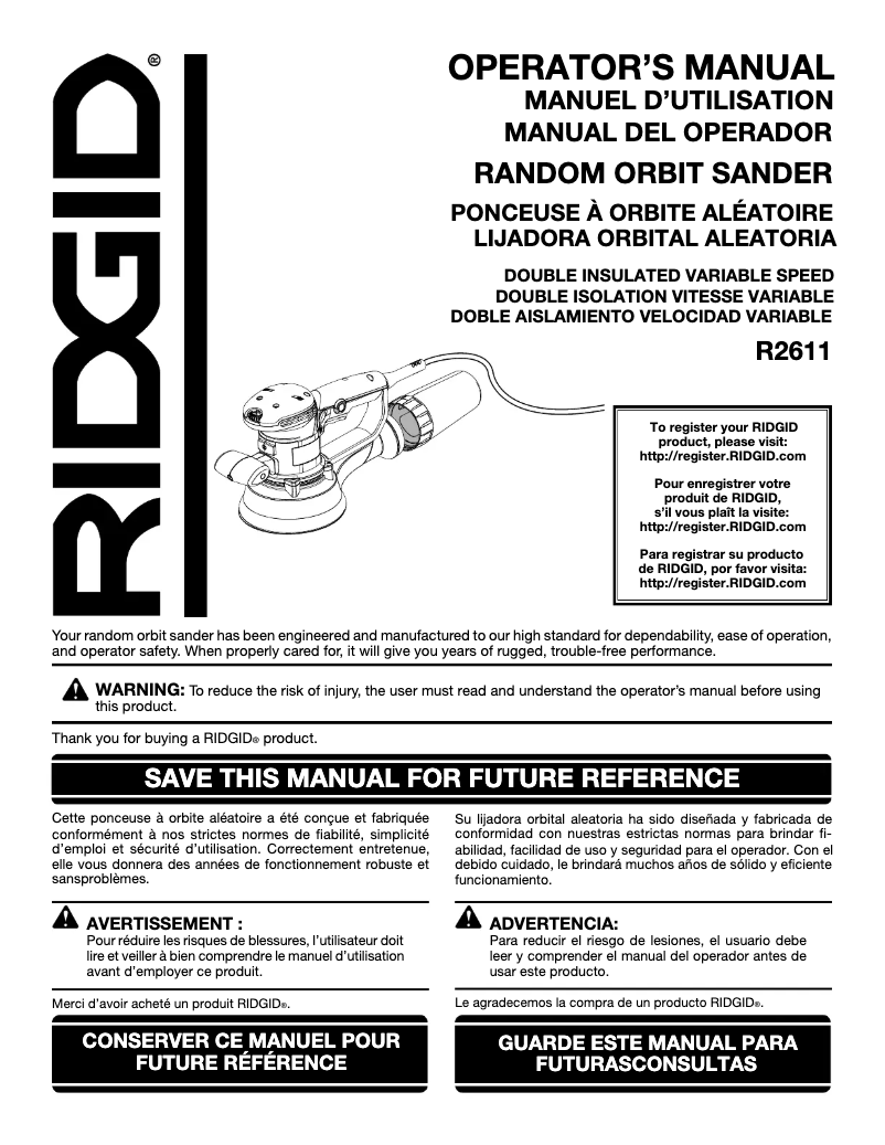 Página 1 del manual Manual de usuario Ridgid R26111