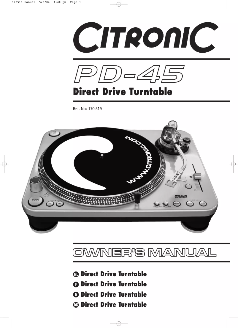 Página 1 del manual Manual de usuario Citronic PD-45