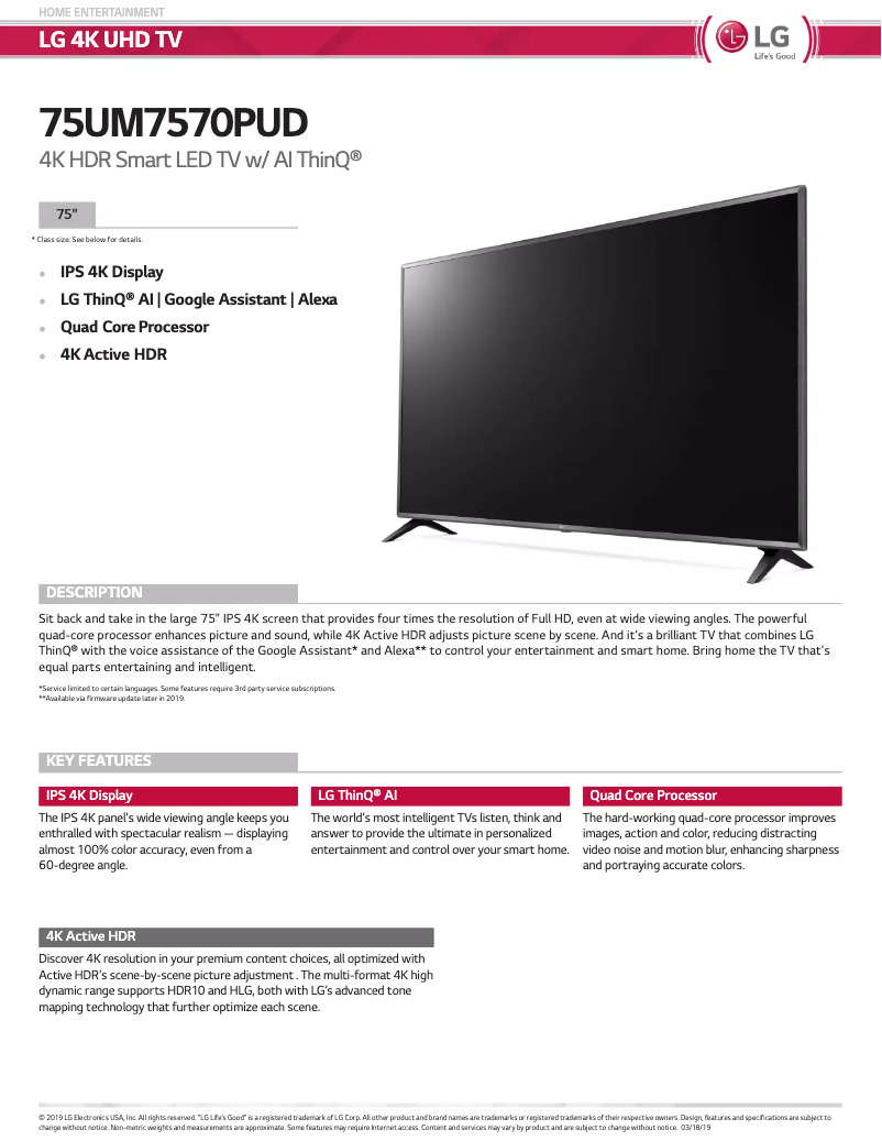 Imagen de la primera página del manual del dispositivo 75UM7570PUD