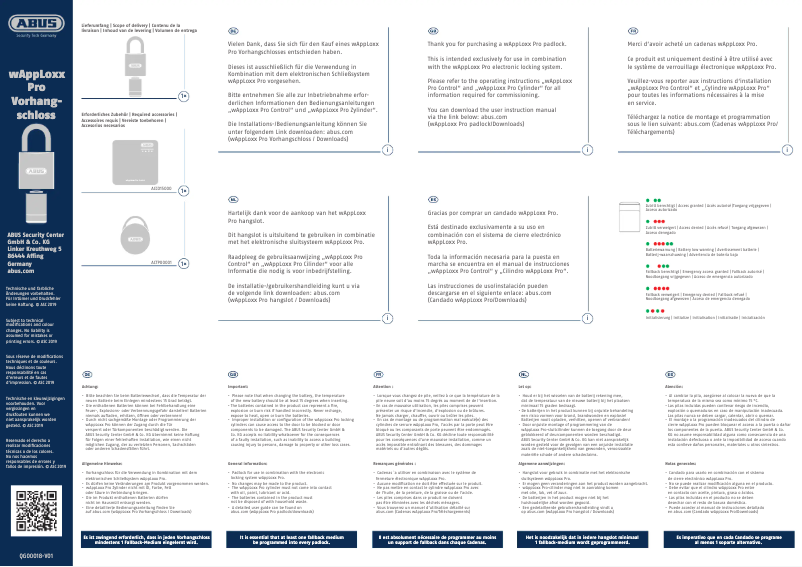 Imagen de la primera página del manual del dispositivo WLX-PRO-VH