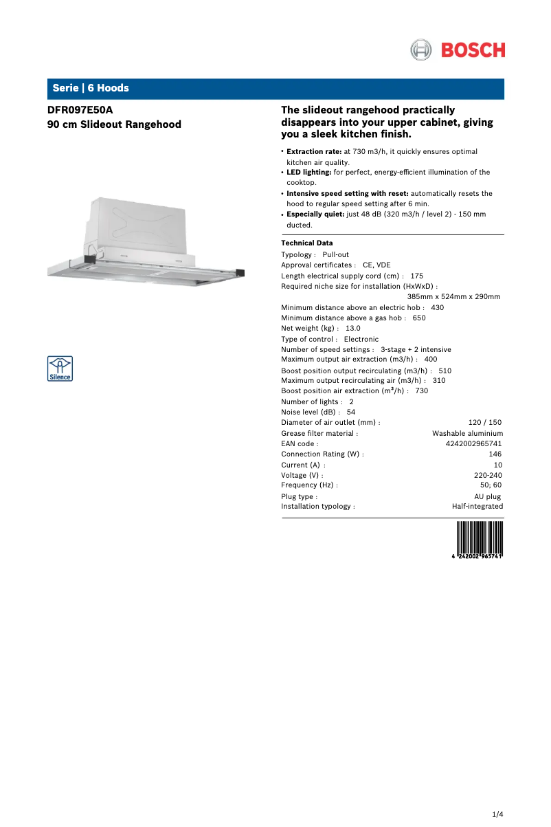 Página nº 1 - Ficha técnica Bosch DFR097E50A