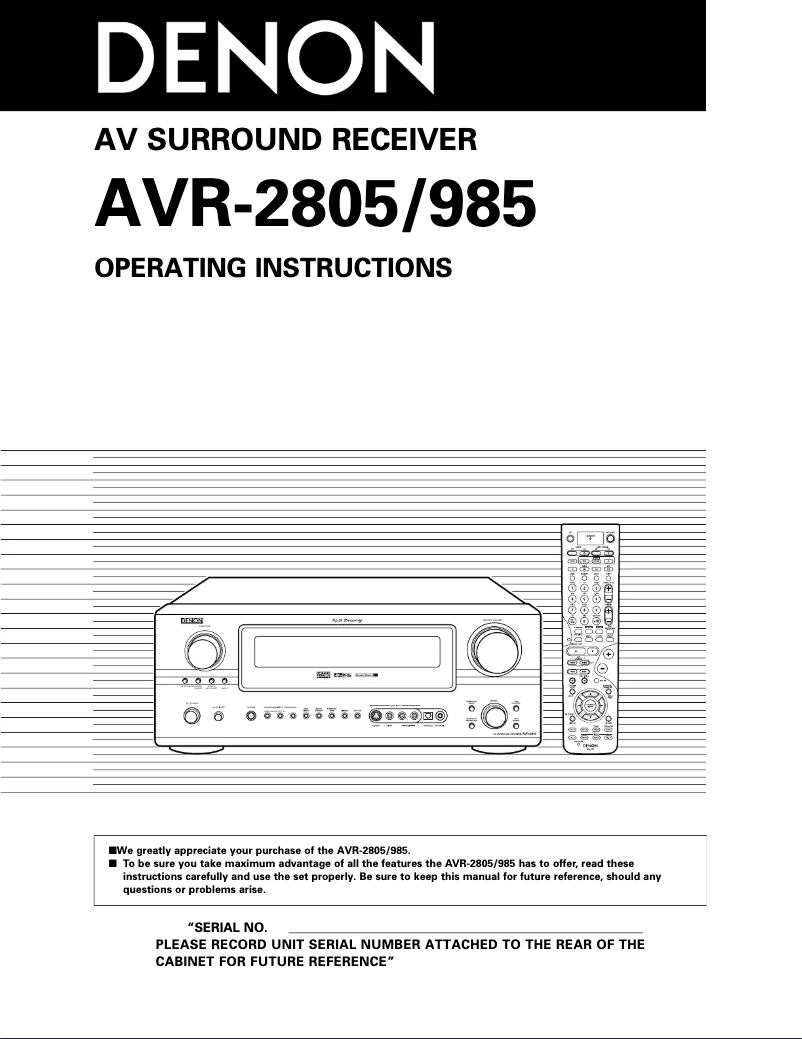 Página 1 del manual Manual de usuario Denon AVR-985S