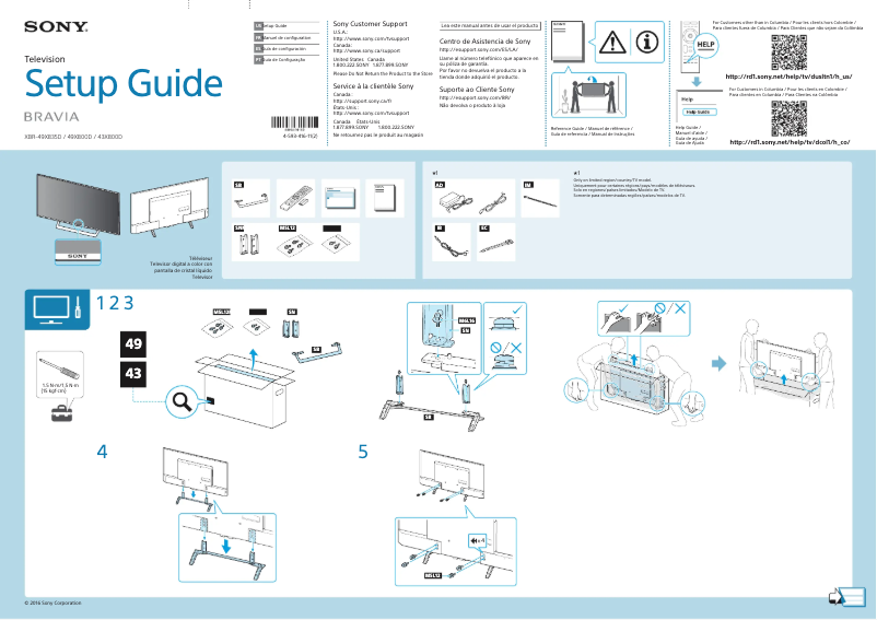 Imagen de la primera página del manual del dispositivo Bravia XBR-43X800D