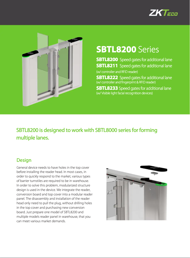 Página nº 1 - Ficha técnica ZKTeco SBTL8200