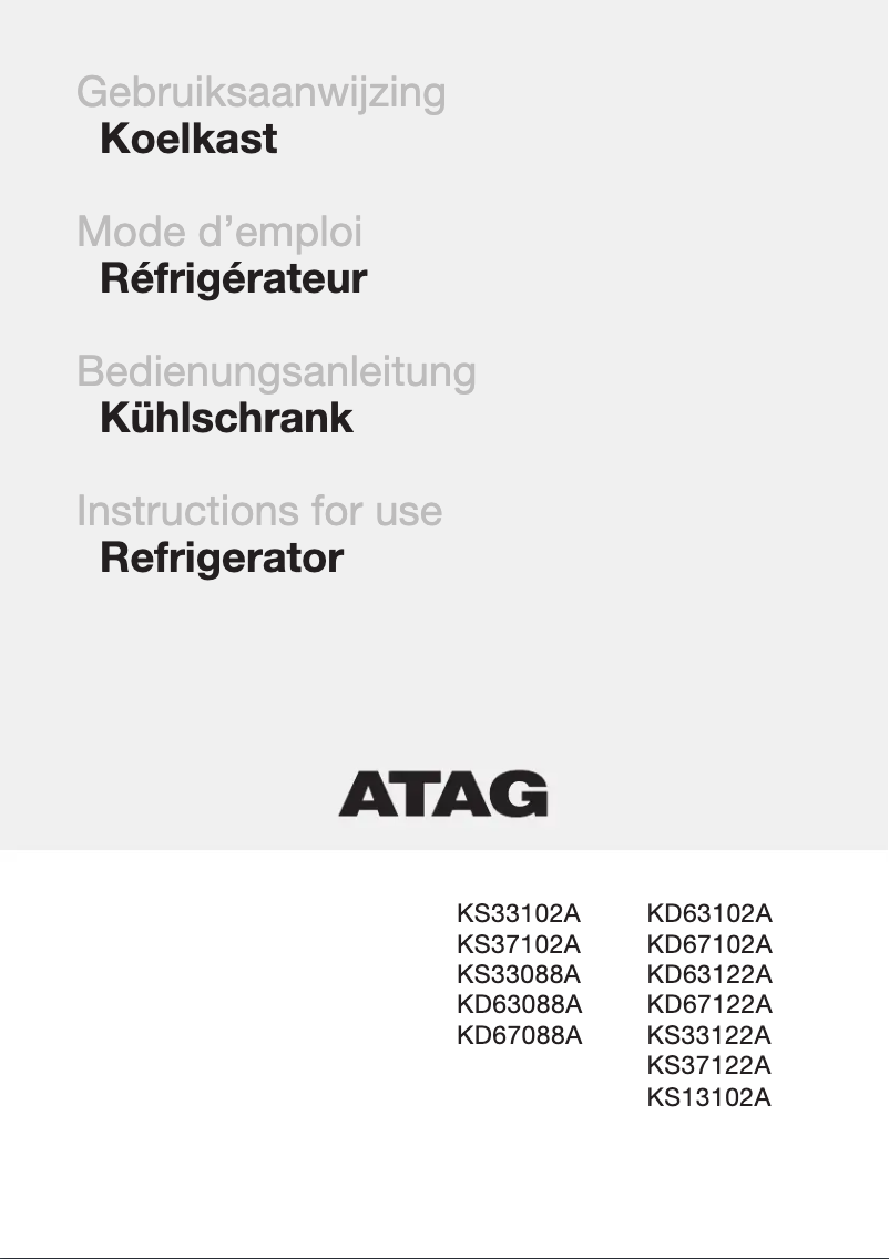 Página 1 del manual Manual de usuario Atag KS37102A