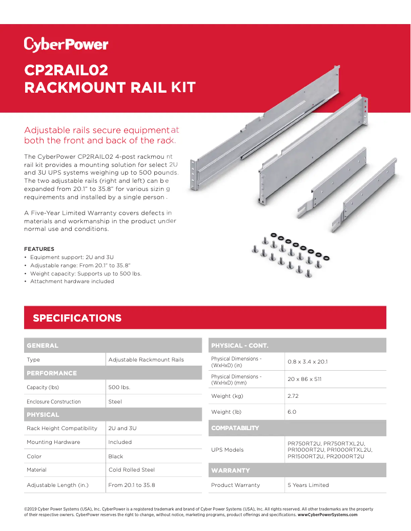 Página 1 del manual Manual de usuario CyberPower CP2RAIL02