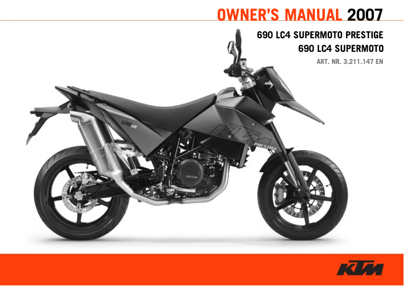 Imagen de la primera página del manual del dispositivo 690 LC4 Supermoto Prestige (2007)