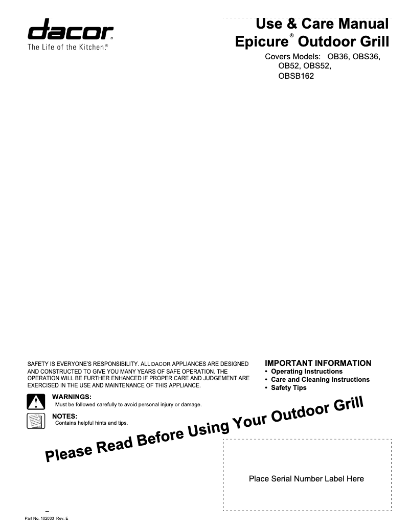 Imagen de la primera página del manual del dispositivo OBS36