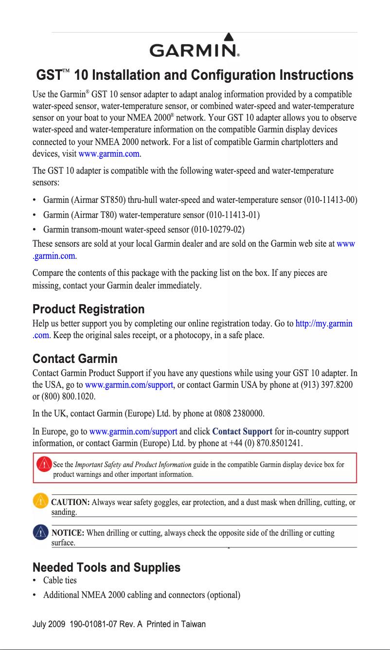 Imagen de la primera página del manual del dispositivo GST 10