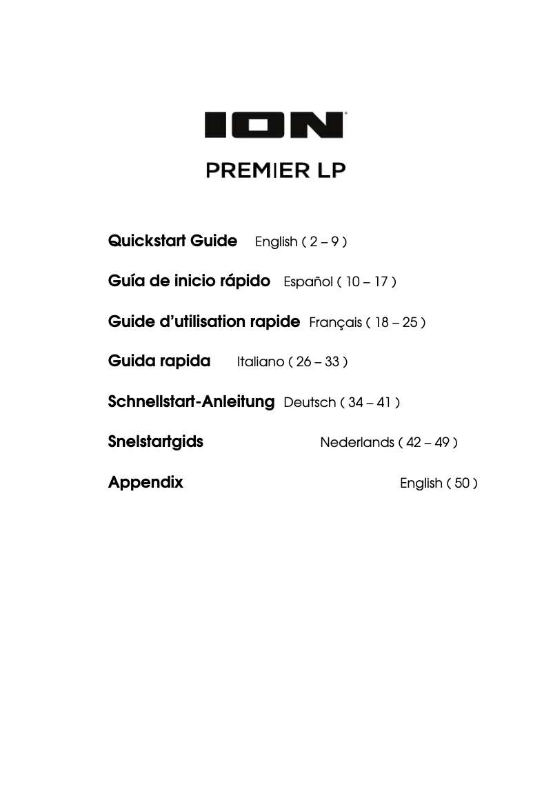 Página 1 del manual Guía de inicio rápido ION Premier LP