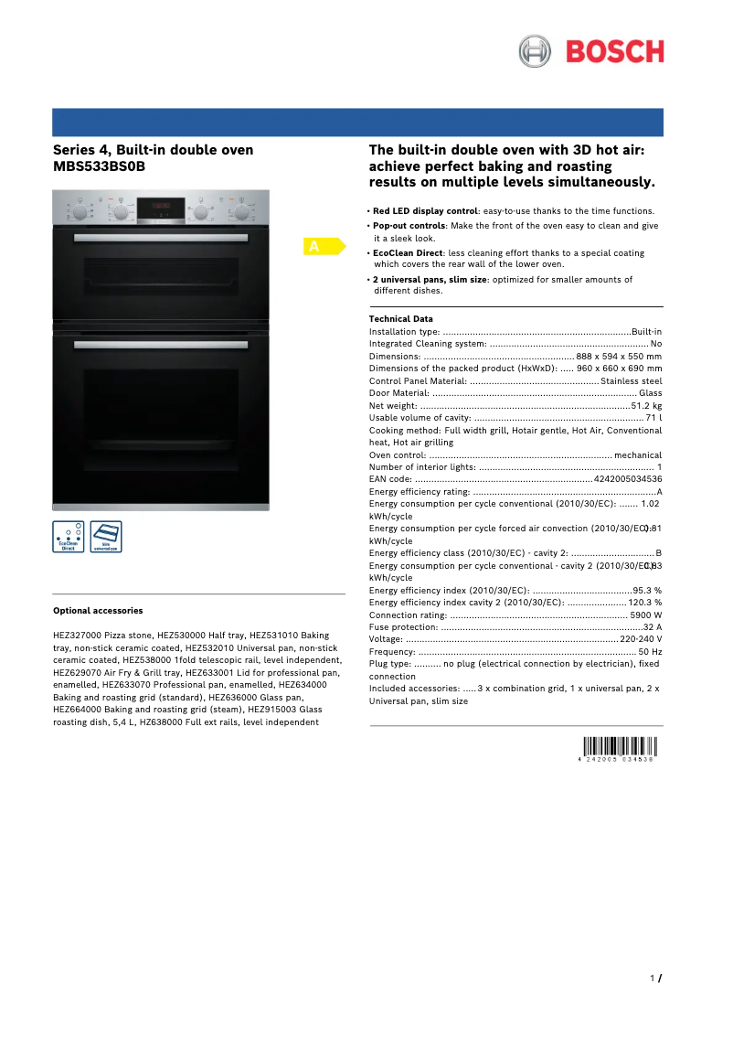 Imagen de la primera página del manual del dispositivo MBS533BS0B