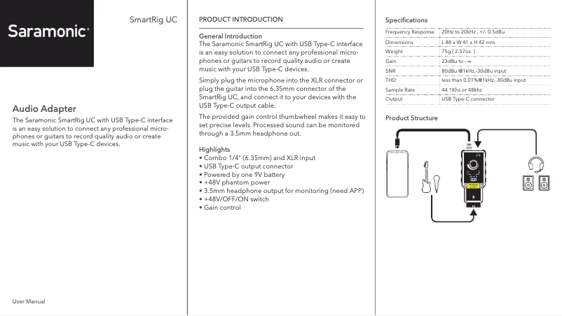 Página 1 del manual Manual de usuario Saramonic SmartRig UC