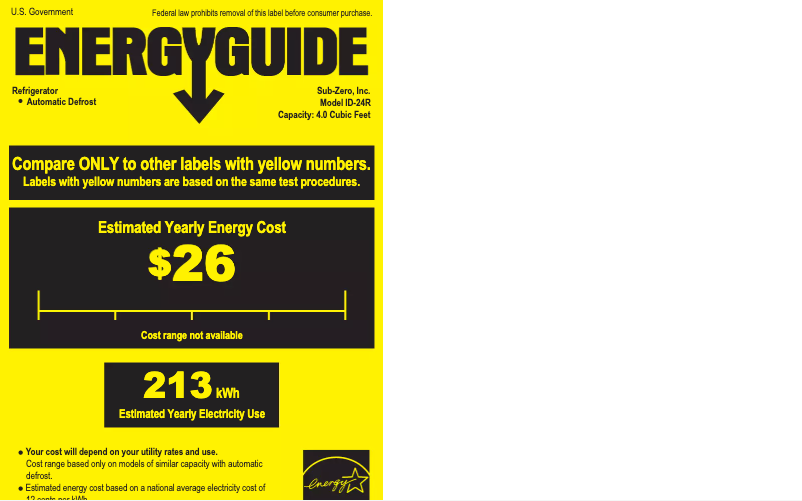 Página 1 del manual Etiqueta energética Sub-Zero ID-24RO