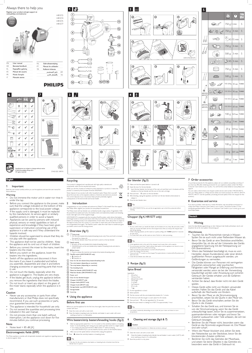 Página 1 del manual Manual de usuario Philips Viva Collection HR1572