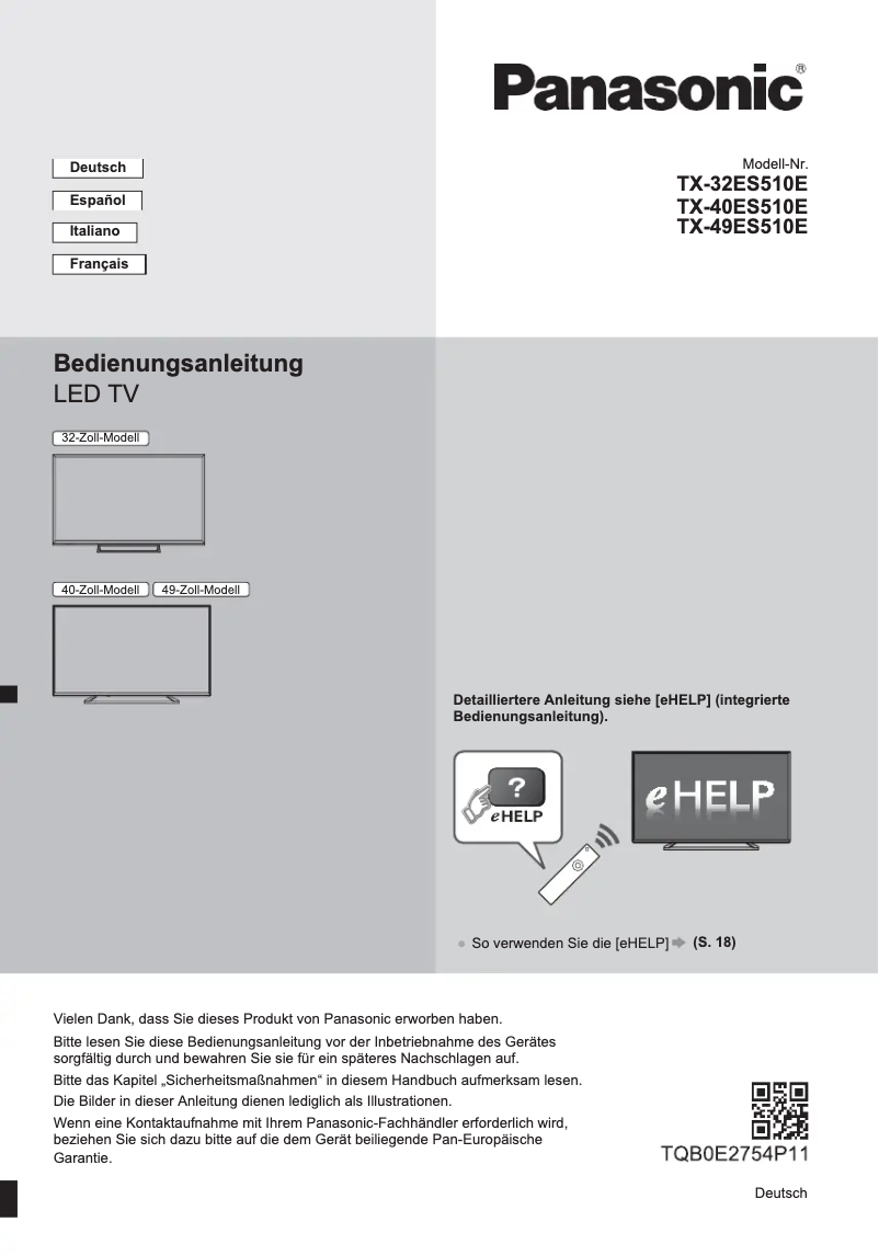 Imagen de la primera página del manual del dispositivo TX-32ES510E