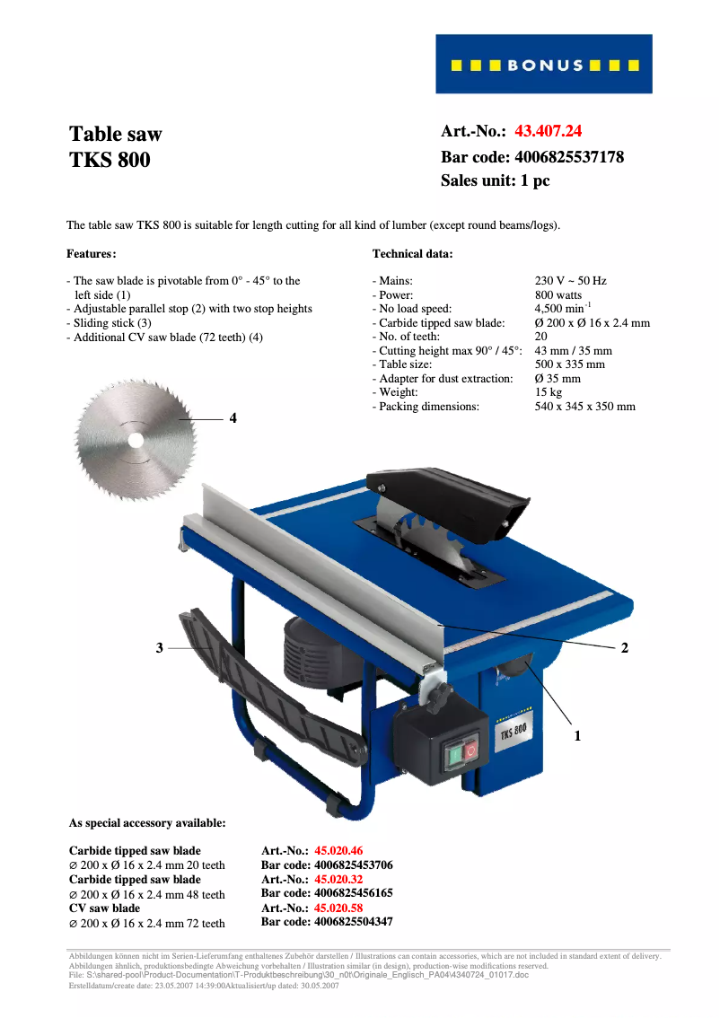 Página 1 del manual Manual de usuario Bonus TKS 800