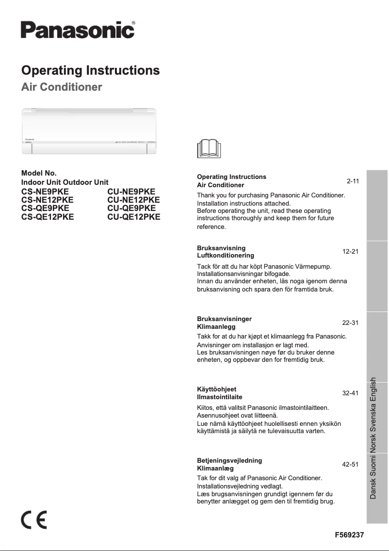 Imagen de la primera página del manual del dispositivo CU-QE12PKE