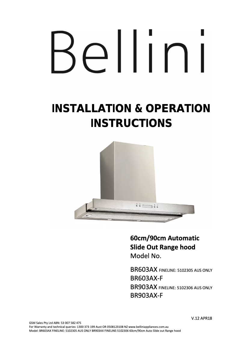 Página 1 del manual Manual de usuario Bellini BR903AX-F