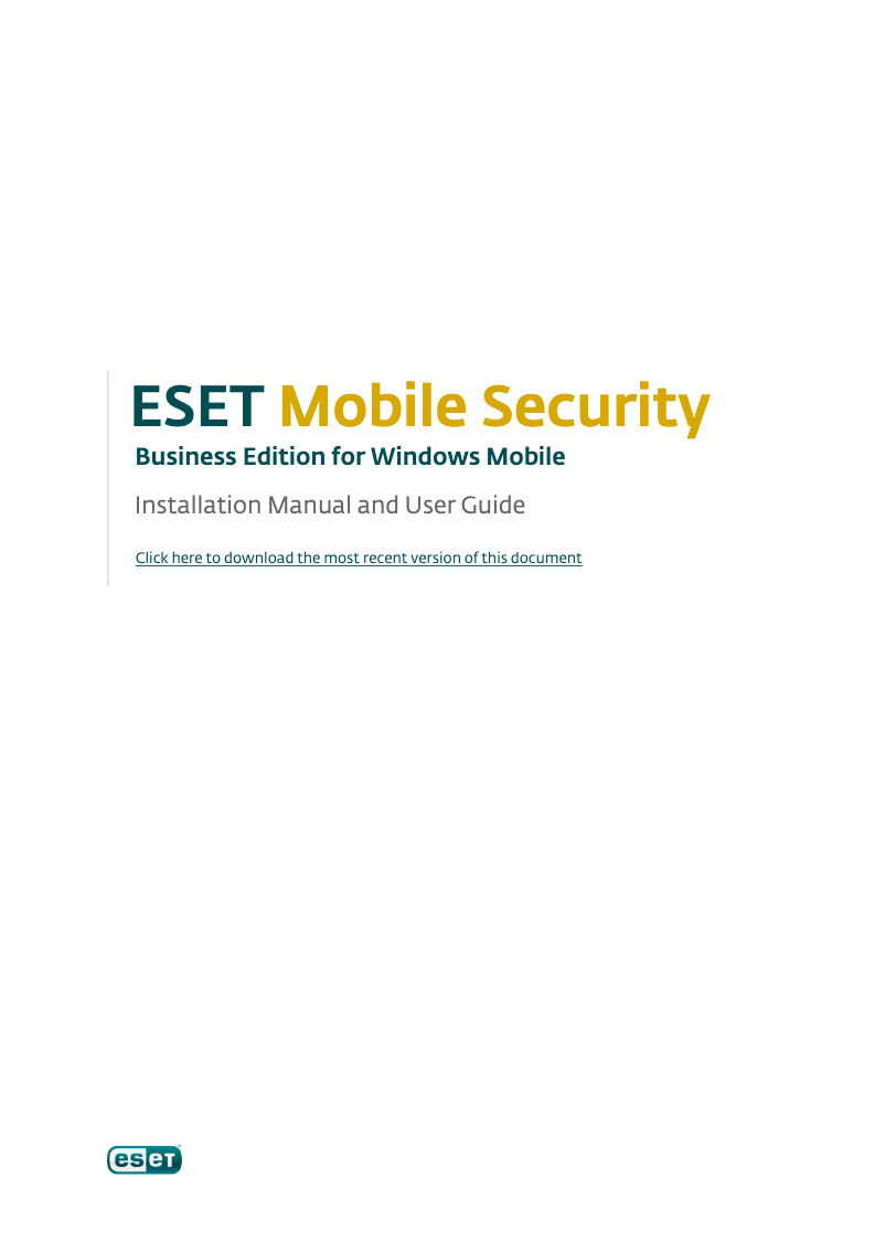 Imagen de la primera página del manual del dispositivo Mobile Security Business Edition