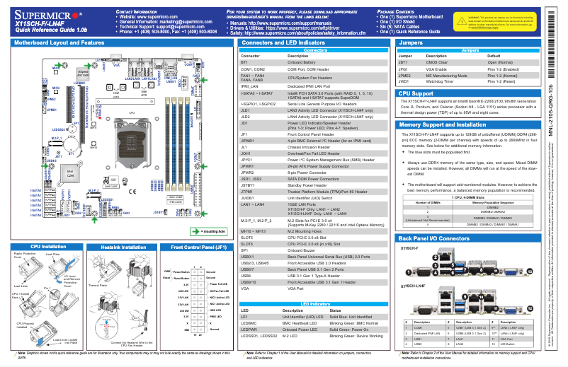 Imagen de la primera página del manual del dispositivo X11SCH-F