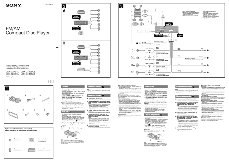 Imagen de la primera página del manual del dispositivo CDX-GT490U