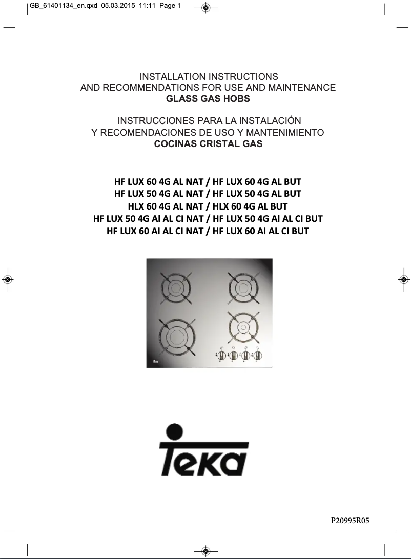Imagen de la primera página del manual del dispositivo HF LUX 60 4G AI AL CI
