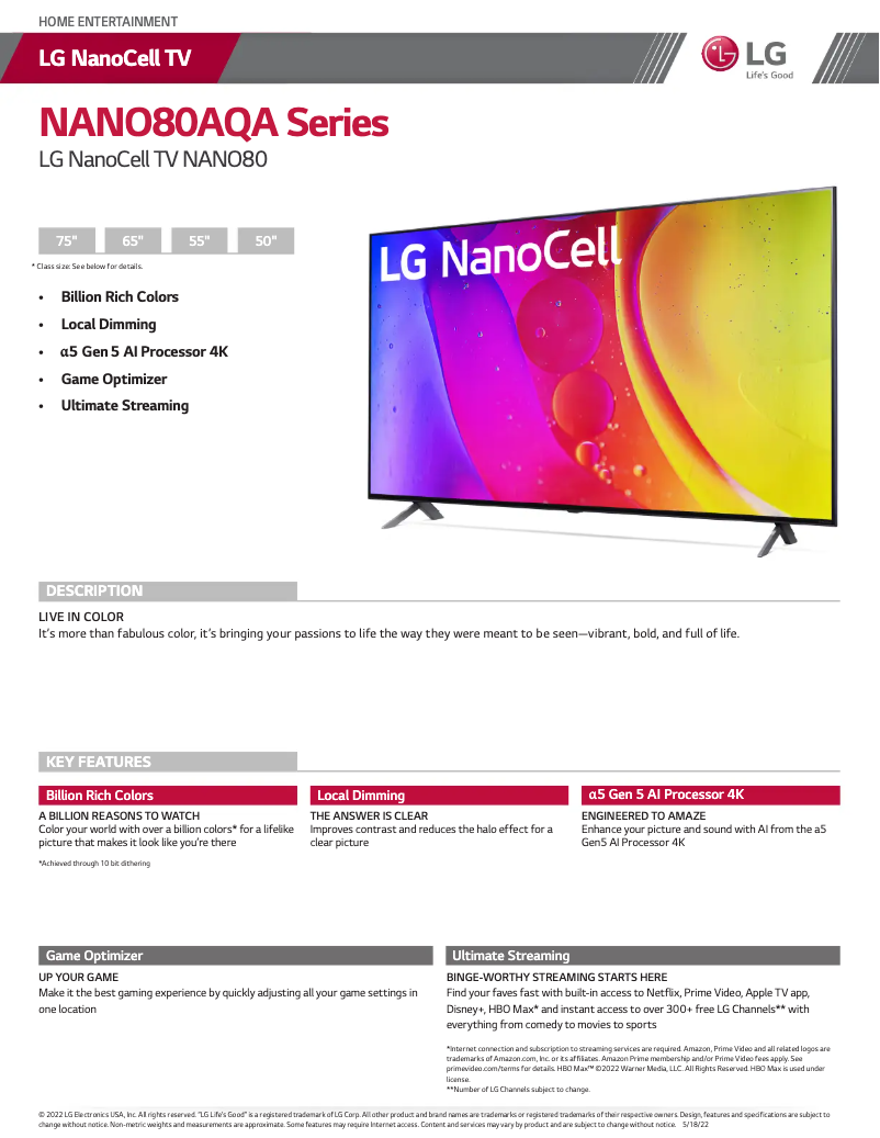 Imagen de la primera página del manual del dispositivo 65NANO80AQA