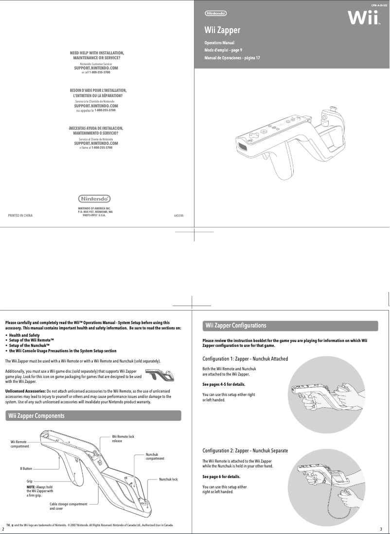 Página 1 del manual Manual de usuario Nintendo Wii Zapper