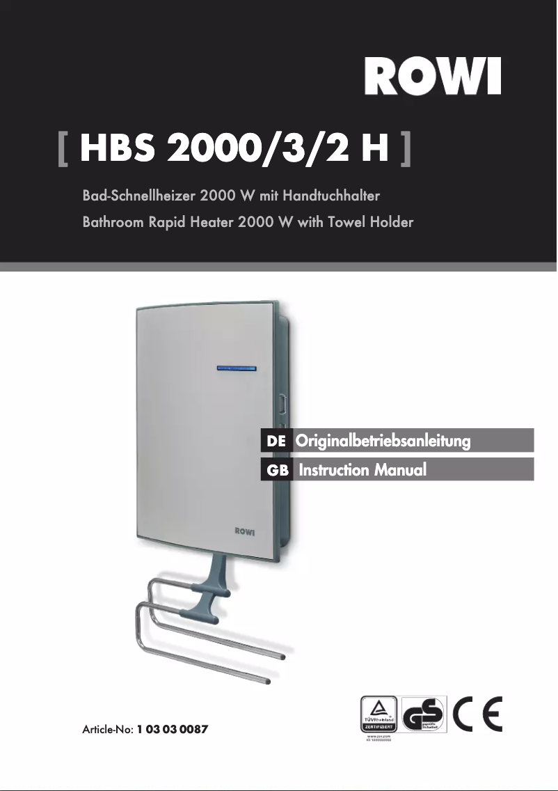 Página 1 del manual Manual de usuario Rowi HBS 2000/3/2 H