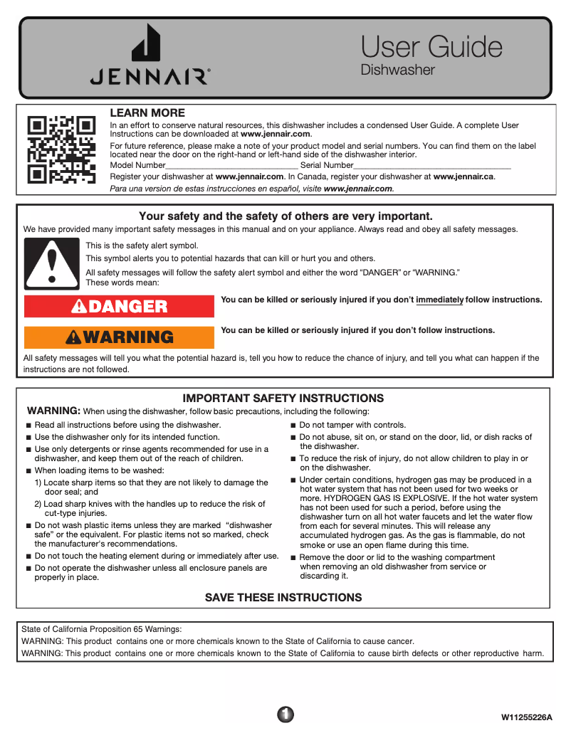 Página 1 del manual Manual de usuario JennAir JDTSS246GL