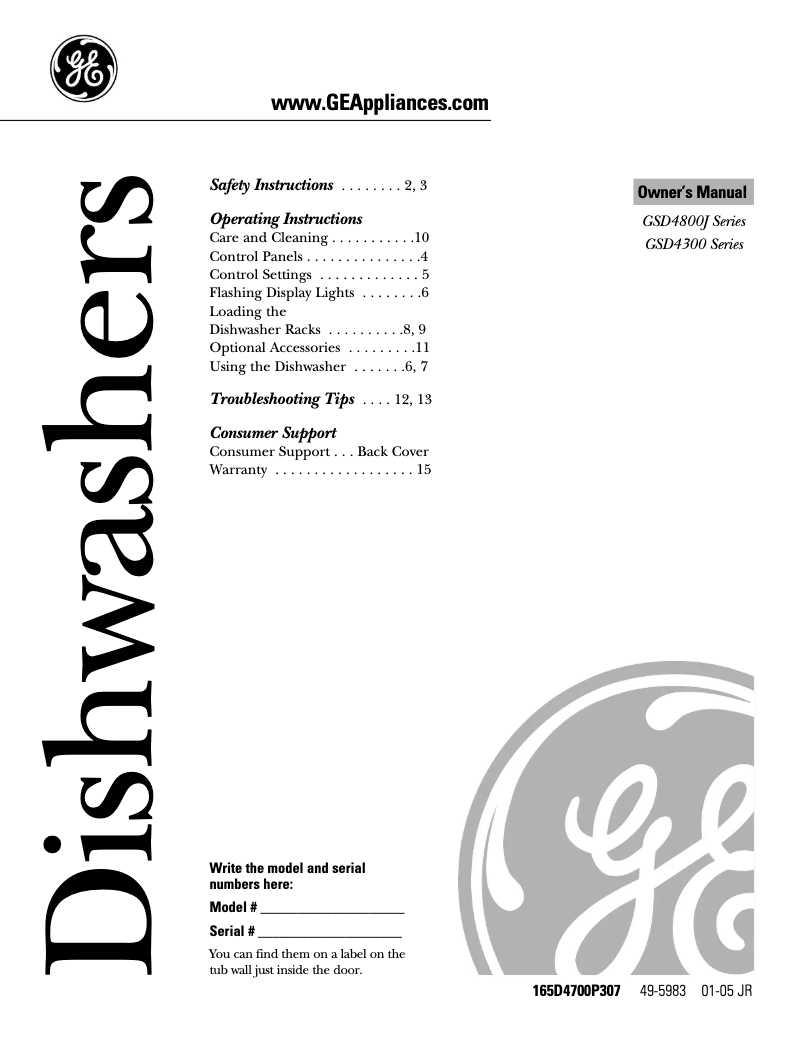 Imagen de la primera página del manual del dispositivo GSD4360LSS