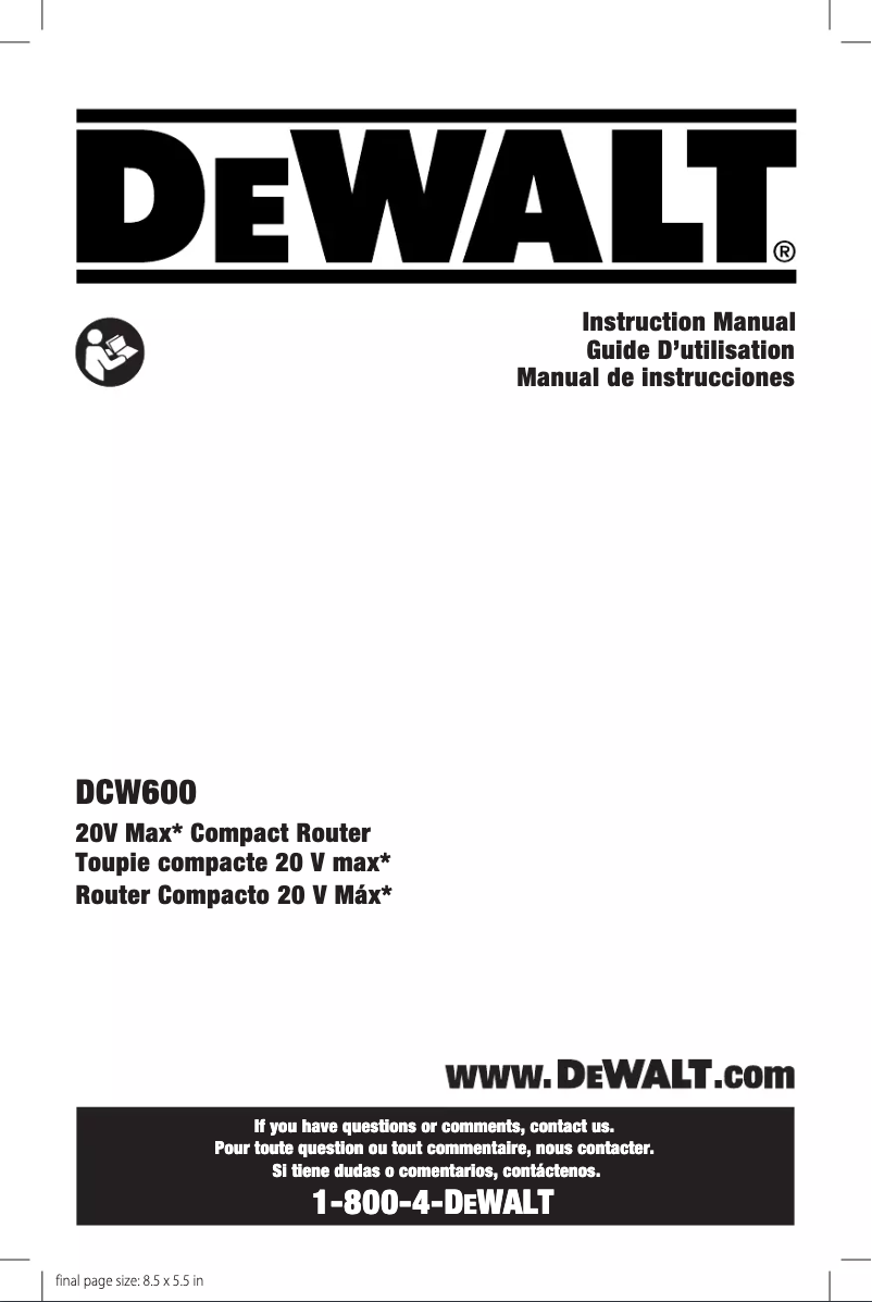 Página 1 del manual Manual de usuario DeWalt DCW600