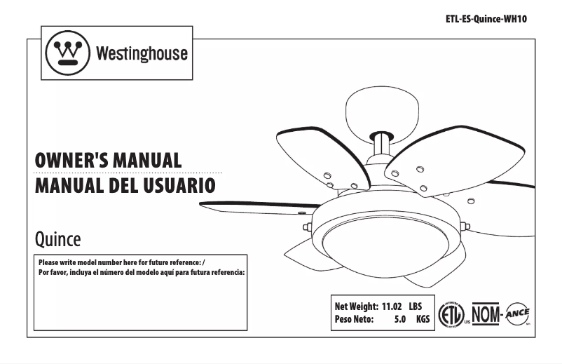Página 1 del manual Manual de usuario Westinghouse Quince