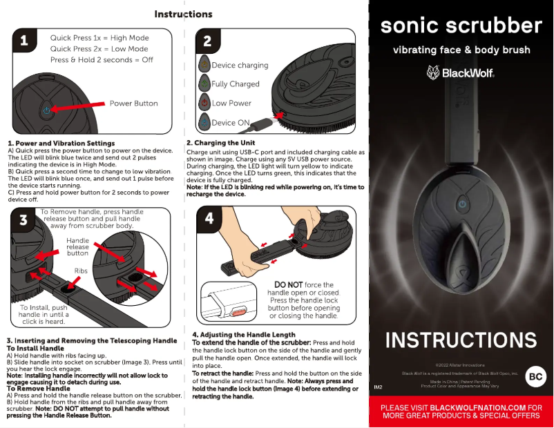 Imagen de la primera página del manual del dispositivo Sonic Scrubber