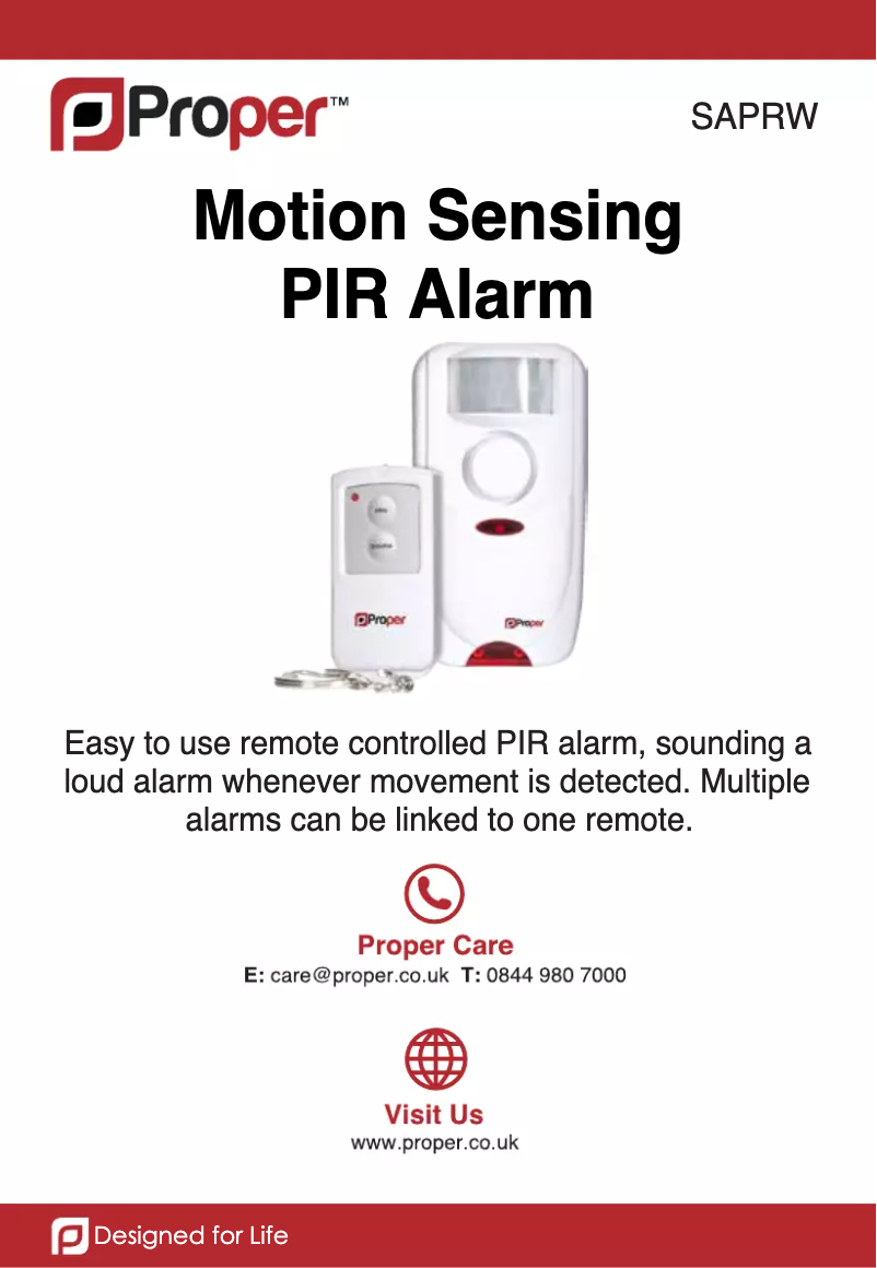 Imagen de la primera página del manual del dispositivo PIR Motion Alarm Inc Remote