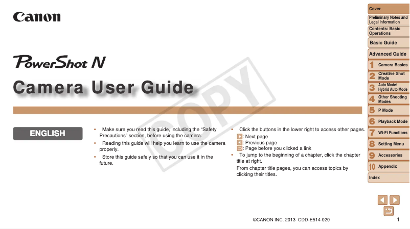 Imagen de la primera página del manual del dispositivo PowerShot 8230B014