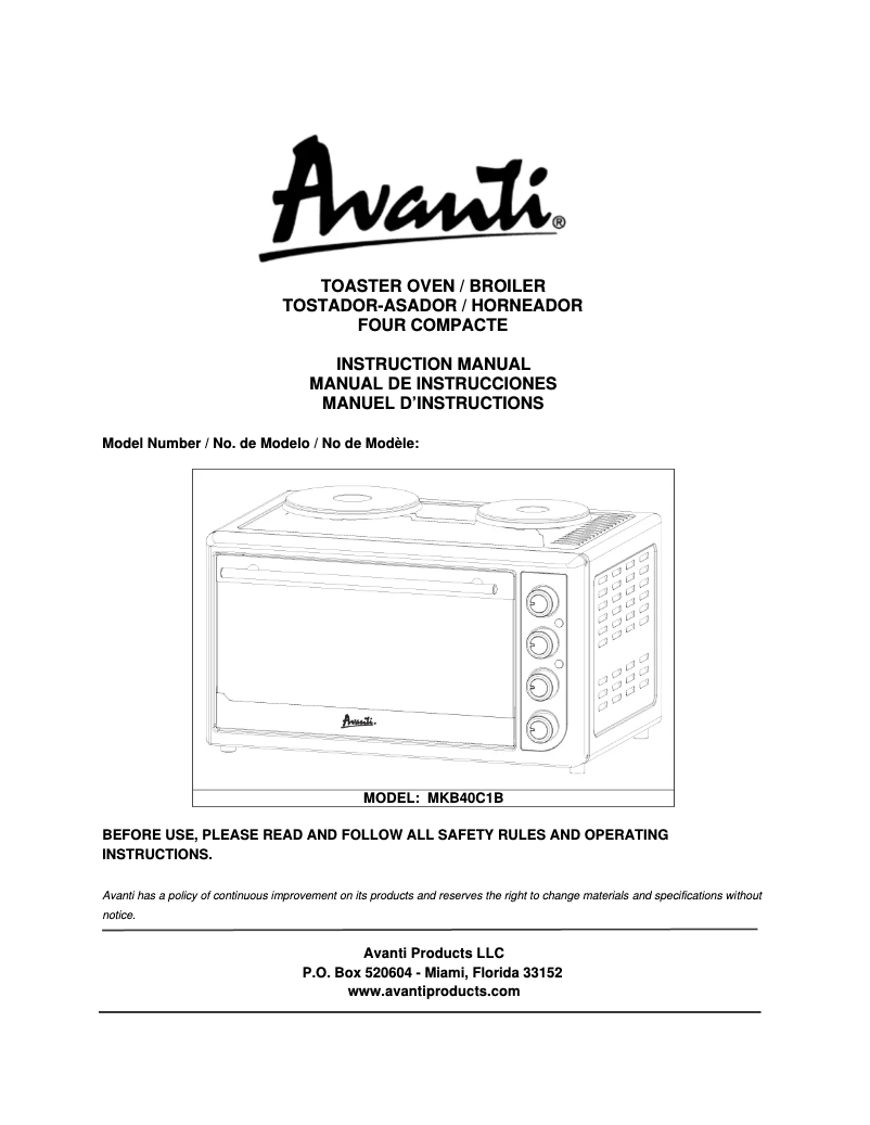 Imagen de la primera página del manual del dispositivo MKB40C1B
