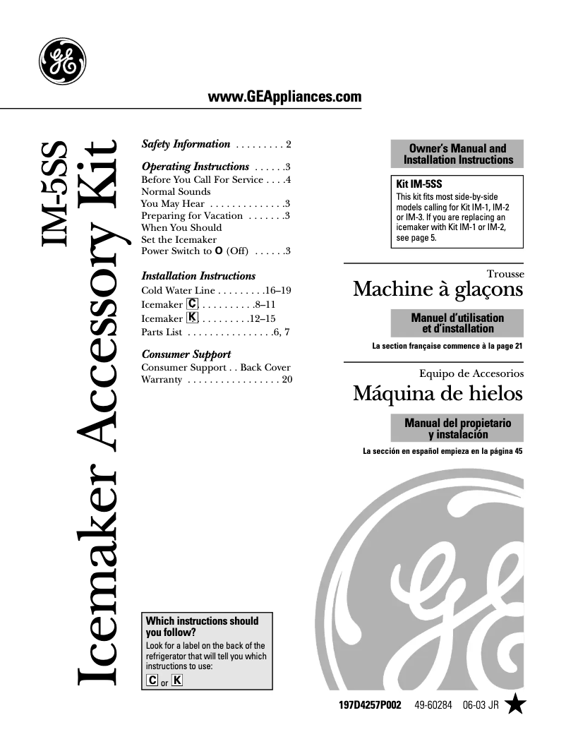 Página 1 del manual Manual de usuario GE IM5SS