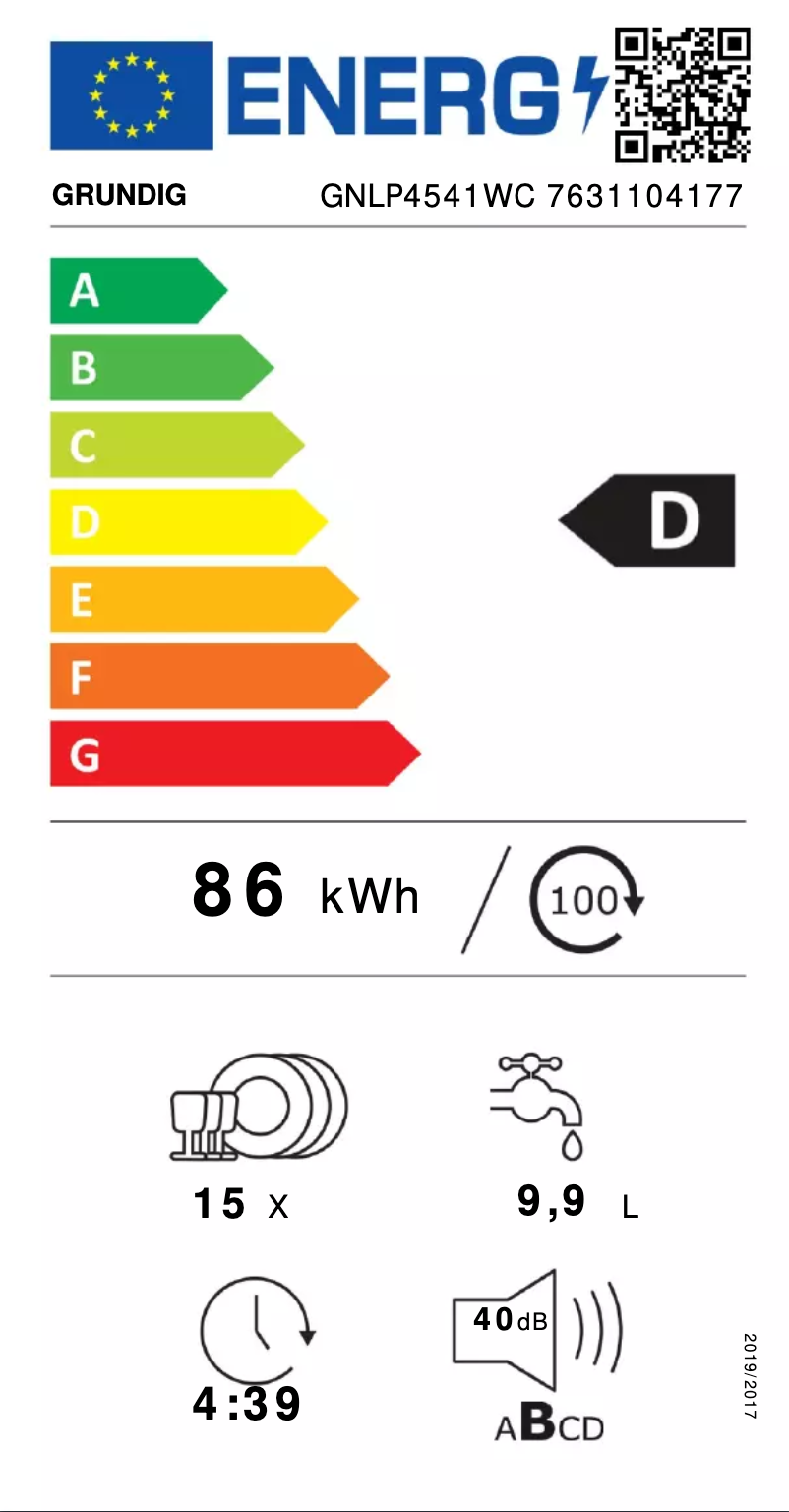 Página 1 del manual Etiqueta energética Grundig GNLP 4541 WC