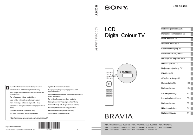 Página 1 del manual Manual de usuario Sony Bravia KDL-32NX500