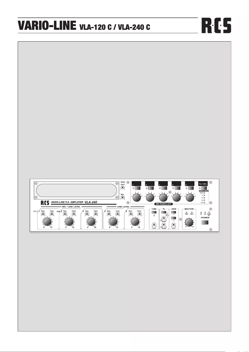 Imagen de la primera página del manual del dispositivo VLA-240 C